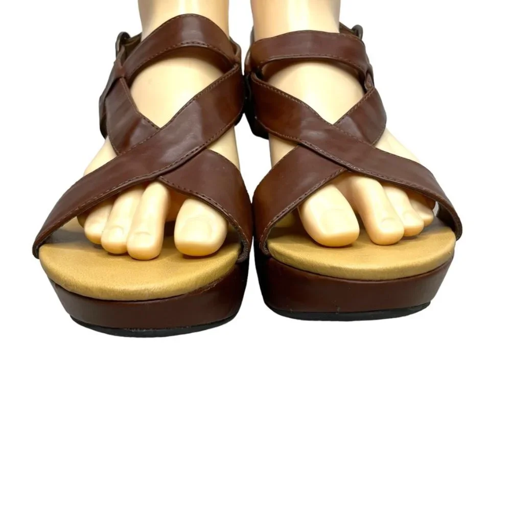 Unlisted Kenneth C. Womens Super Buy Brown Faux Leather Platform Wedge Size‎ 9.5